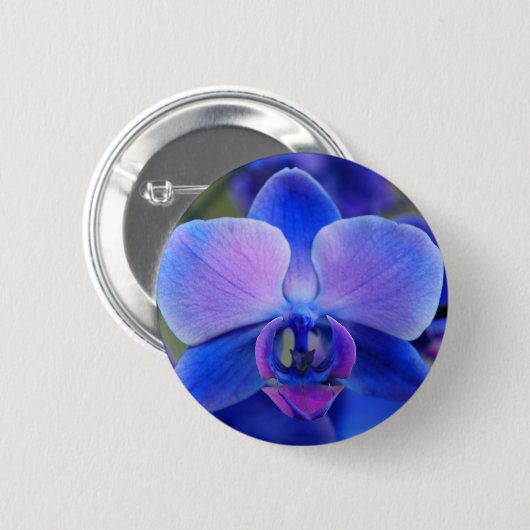 Blauwe en roze orchidee Button (Voorkant /achterkant)