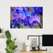 Blauwe en roze orchideeën poster (Thuiskantoor)