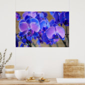 Blauwe en roze orchideeën poster (Keuken)