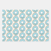 Blauwe en roze papierbladen voor het inkepen van d inpakpapier vel (Voorkant)