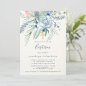 Blauwe en Roze Pioendoop Kaart (Staand voorkant)