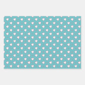 Blauwe en Roze Polka Dots en Harten Valentijnse Inpakpapier Vel (Voorkant 2)