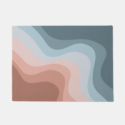 Blauwe en roze retro stijl golven deurmat (Voorkant)