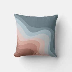 Blauwe en roze retro stijl golven kussen
