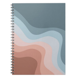 Blauwe en roze retro stijl golven notitieboek
