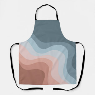 Blauwe en roze retro stijl golven schort