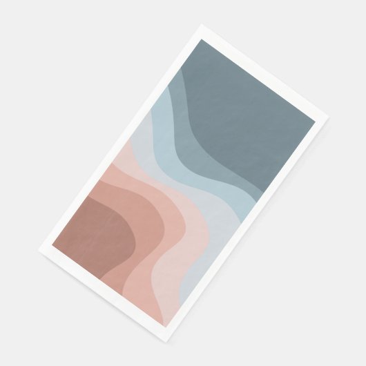 Blauwe en roze retro stijl golven servet (Hoek)