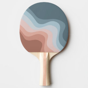 Blauwe en roze retro stijl golven tafeltennisbatje