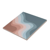 Blauwe en roze retro stijl golven tegeltje (Zijkant)