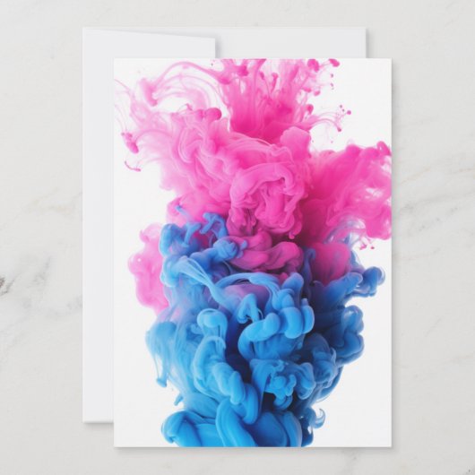 Blauwe en Roze Rookvrachtwagen Auto Baby Gender Re Kaart (Achterkant)