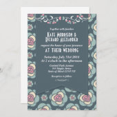 Blauwe en Roze Roze Trouw Uitnodiging (Voorkant / Achterkant)