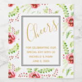 blauwe en roze rozen bloem houten bruiloft wijn etiket (Enkel label)