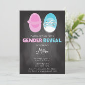 Blauwe en roze schoenen Geslacht onthullen uitnodi Kaart (Staand voorkant)