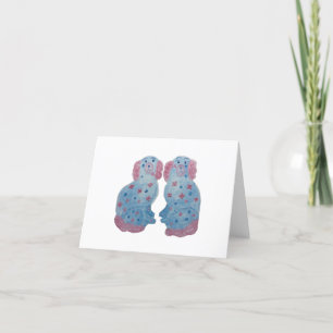 Blauwe en Roze Staffordshire Honden Dank u Notitie Bedankkaart