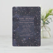Blauwe en roze sterrenhemel Hemelse babyshower Kaart (Staand voorkant)
