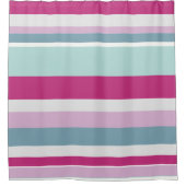 Blauwe en roze strepen douchegordijn (Voorkant)