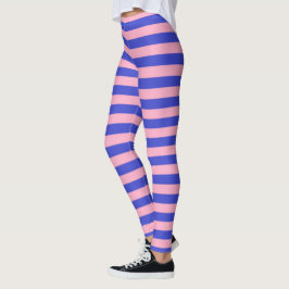 Blauwe en roze strepen leggings