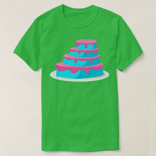 Blauwe en Roze Taart T-shirt (Design voorkant)