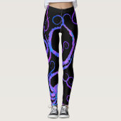 Blauwe en roze tentakels op zwart - Leggings (Voorkant)