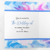 Blauwe en Roze Tie Dye Drieluik Uitnodiging (Binnenzijde eerst)