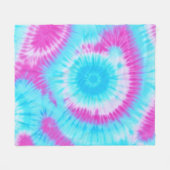 Blauwe en Roze Tie Dye Fleece Deken (Voorkant (Horizontaal))