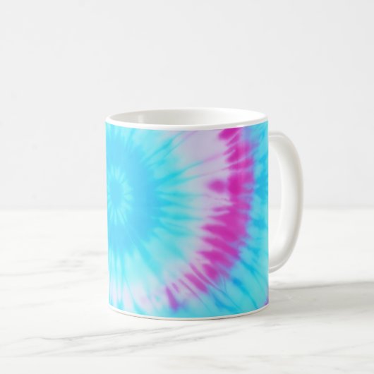 Blauwe en Roze Tie Dye Koffiemok (Voorkant rechts)