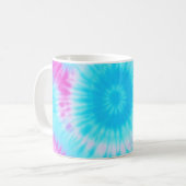 Blauwe en Roze Tie Dye Koffiemok (Voorkant links)