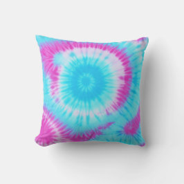 Blauwe en Roze Tie Dye Kussen