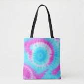 Blauwe en Roze Tie Dye Tote Bag (Voorkant)