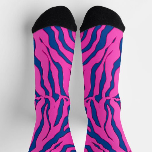 Blauwe en roze tijgerstrepen — dierlijke afdruk2 sokken (Top)
