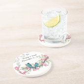 Blauwe en roze  Tortelduifjes Onderzetters (Zijkant)