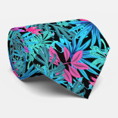 Blauwe en roze tropische bladeren Illustratie Stropdas (Opgerold)