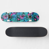 Blauwe en roze tropische bladeren persoonlijk skateboard (Horizontaal)