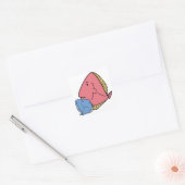 Blauwe en roze vis vierkante sticker (Envelop)
