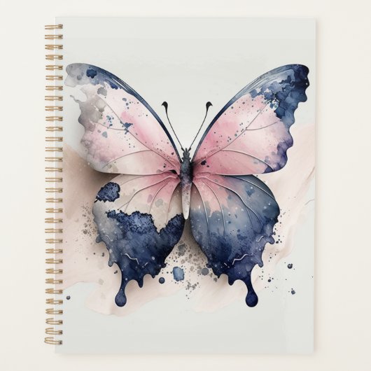 Blauwe en Roze Vlinder Planner (Voorkant)