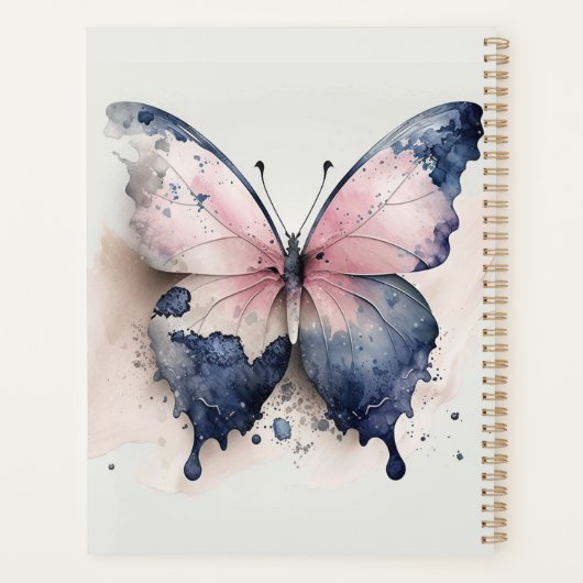 Blauwe en Roze Vlinder Planner (Achterkant)