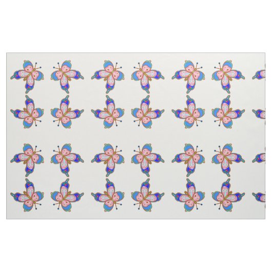 Blauwe en roze vlinder stof (Fat Quarter)