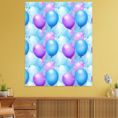 Blauwe en roze vogelballonnen canvas afdruk (Insitu (Woonkamer))