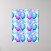 Blauwe en roze vogelballonnen canvas afdruk (Voorkant)