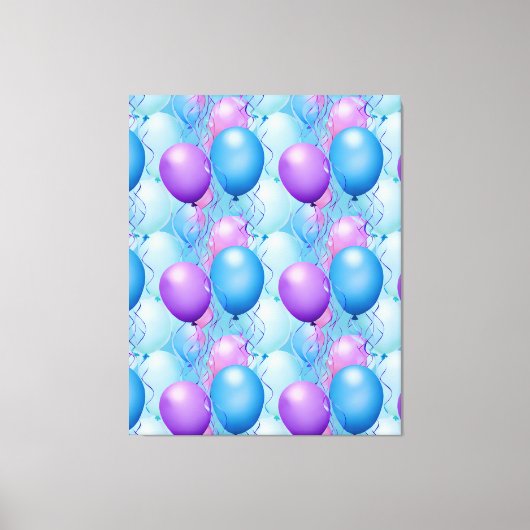 Blauwe en roze vogelballonnen canvas afdruk (Voorkant)