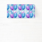 Blauwe en roze vogelballonnen spandoek (Insitu)