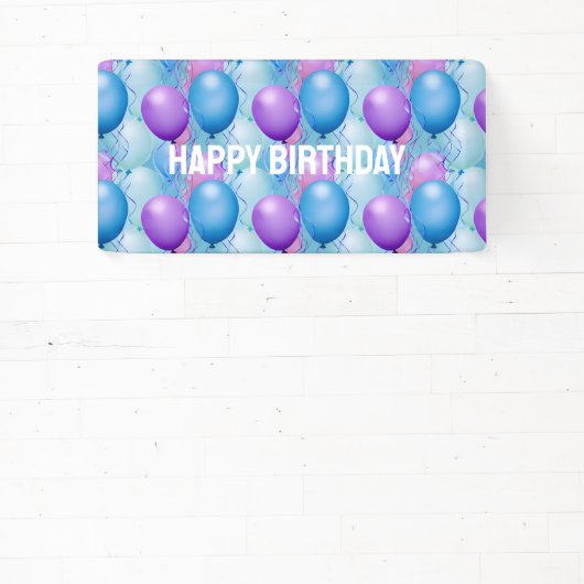 Blauwe en roze vogelballonnen spandoek (Insitu)