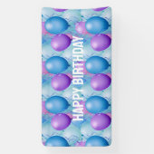 Blauwe en roze vogelballonnen spandoek (Verticaal)