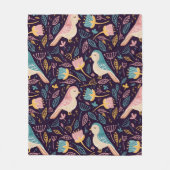 Blauwe en roze vogels met bloemen en bladeren op d fleece deken (Voorkant)