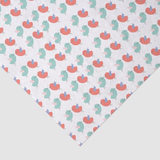 Blauwe en roze vogels tissuepapier (Detail)