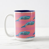 Blauwe en roze walvis Art Two-Tone Coffee Mok (Links)