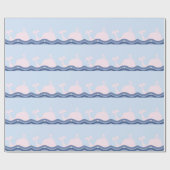 Blauwe en roze walvis cadeaupapier (Vlak)