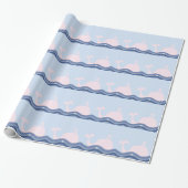 Blauwe en roze walvis cadeaupapier (Uitgerold)
