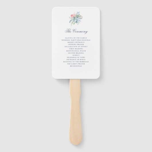 Blauwe en roze Waterverf bruiloft Handwaaier (Achterkant)