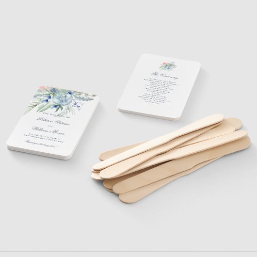 Blauwe en roze Waterverf bruiloft Handwaaier (Niet-gemonteerd)